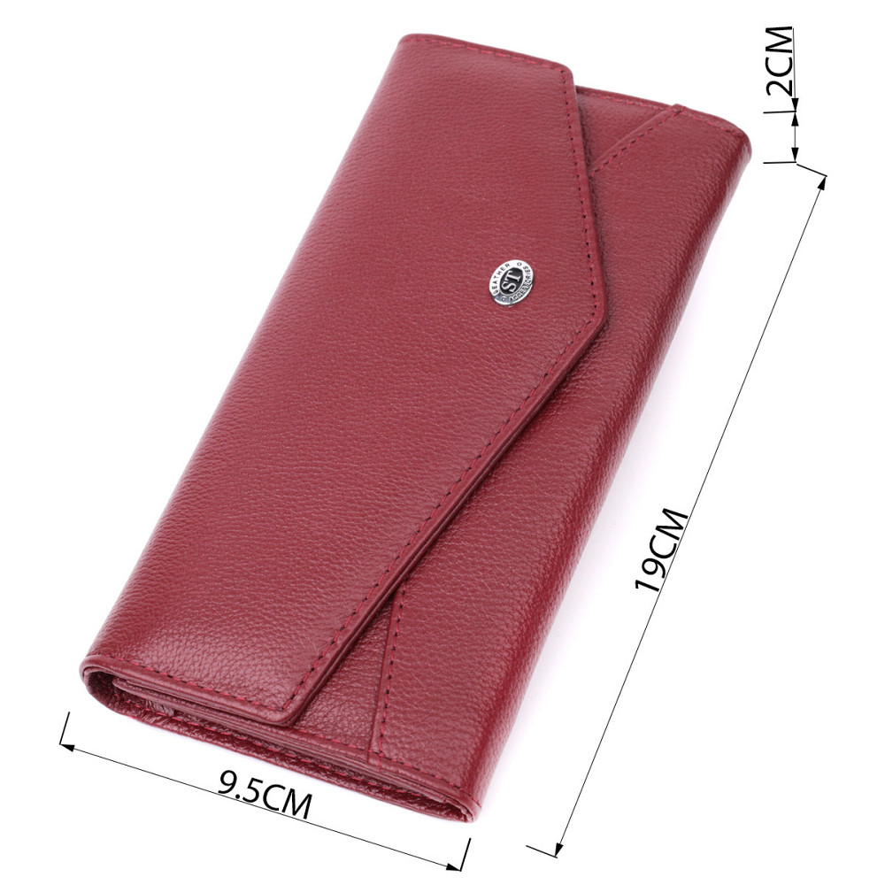 Гаманець для жінок із натуральної шкіри з геометричним клапаном ST Leather 22547 Бордовий Київ - фото 3