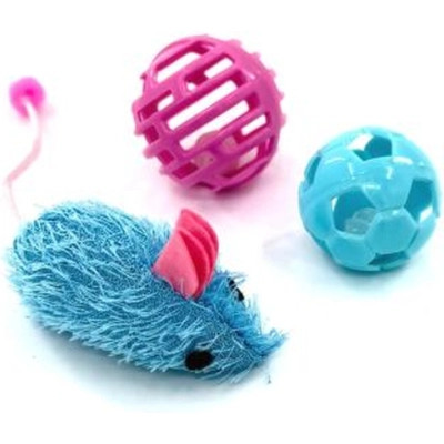 Игрушка для кошек Hippie Pet Мышка и два мячика, синий и розовый (HIPSET2303006) Винница - изображение 1