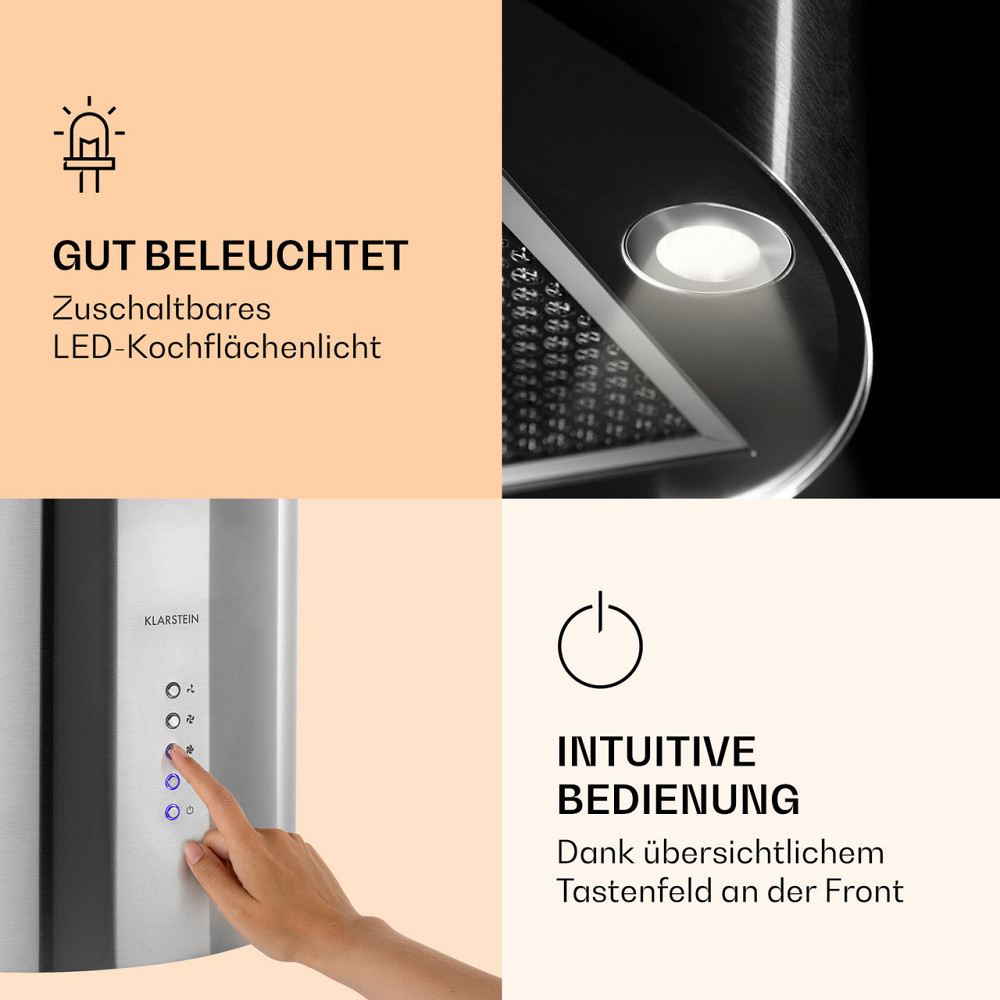 Вытяжка Barella 35,5 x 93,5 x 43 см Циркуляционный воздух 557 м³/ч LED фильтр с активированным углем Ровно - изображение 3