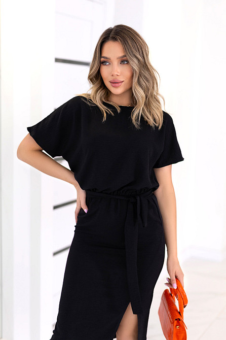 Летнее платье с поясом Fanta Батал 54-56, Черный Киев - изображение 4