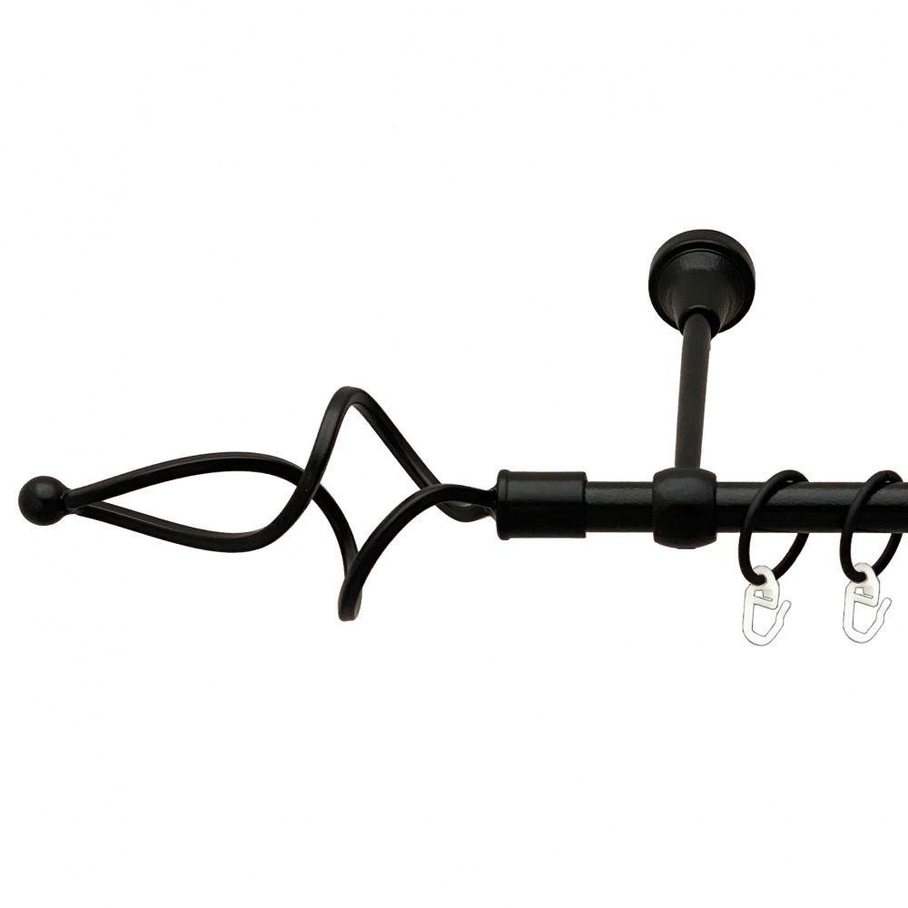 Карниз Orvit Ажур Хвилястий металевий однорядний литий гладка труба кільце металеве Чорний Оксамит 16 мм 140 см (00-00013783) Львів - фото 1