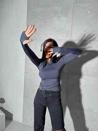 Жіночий базовий лонгслів із мікродайвінгу Графіт Одеса