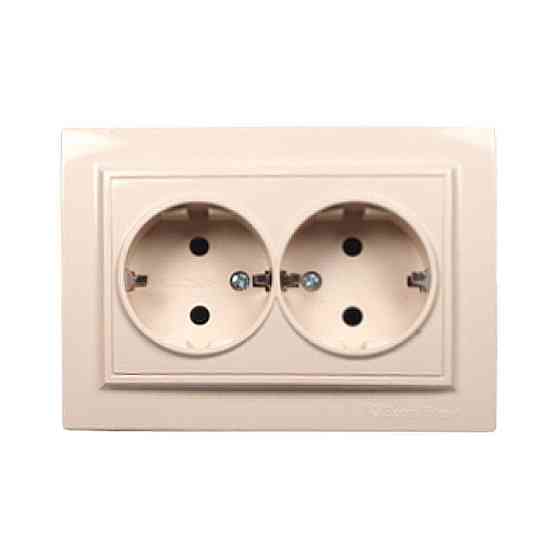 Розетка двойная с заземлением 16А, термопластик, Enzo латте Днепр