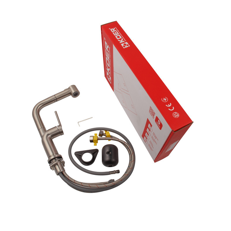 Смеситель для кухни с выдвижным изливом Koer KI-70021-02 (из нерж. стали) (Цвет нерж) (KR4798) Киев - изображение 8