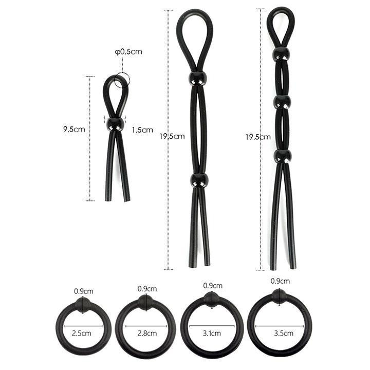 Набір ерекційних кілець і ласо (7 одиниць) - Чорний Вінниця - фото 6