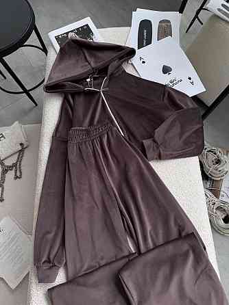 Женский стильный прогулочный костюм двойка: кофта и штаны в спортивном стиле велюр Шоколадный, 46/48 Одесса