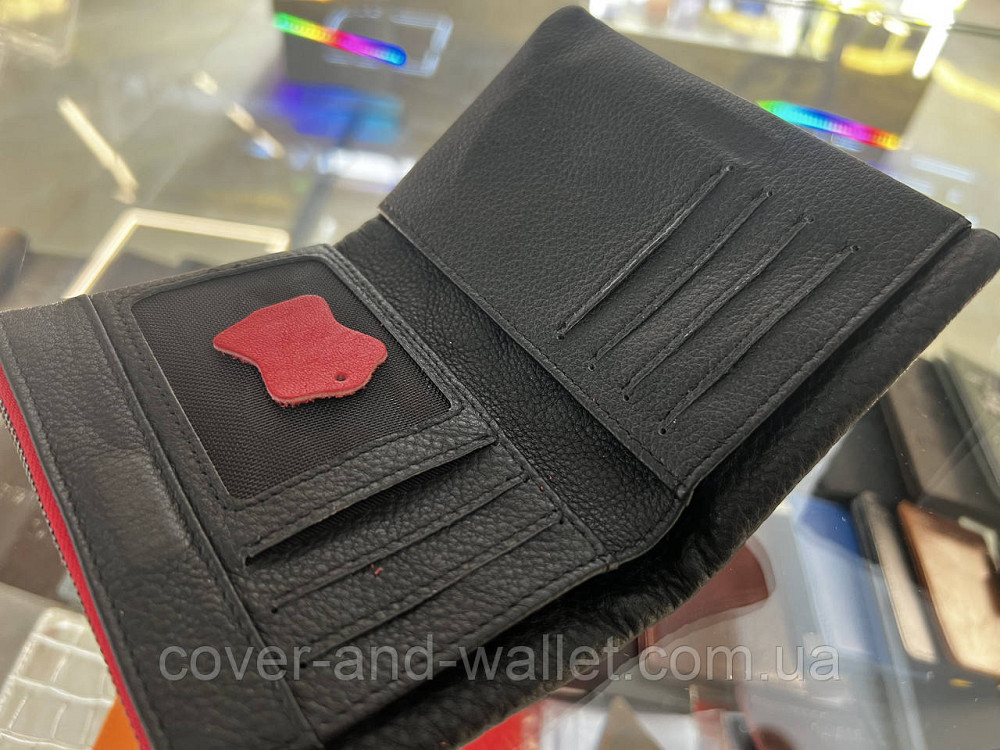 Стильний жіночий шкіряний гаманець невеликого розміру червоно-чорний Helen Verde 0811 Київ - фото 8