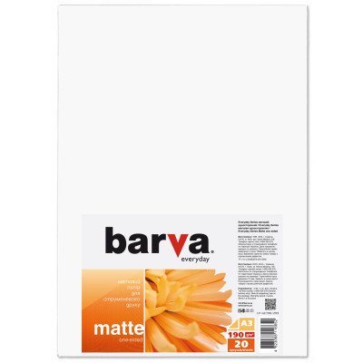 Фотобумага Barva A3 Everyday Matted 190г 20с (IP-AE190-293) Винница - изображение 1