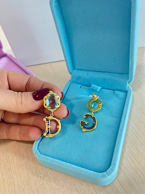 Сережки позолота 18 К / сережки з кристалами Одеса - фото 8