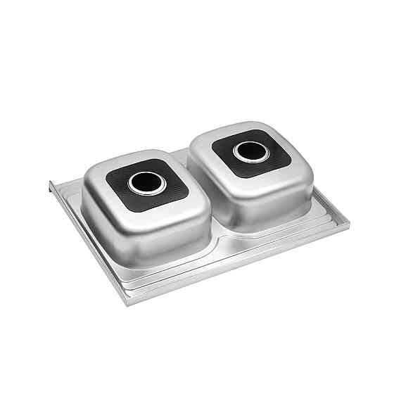 Кухонная мойка накладная с нержавеющей стали Kroner KRP Satin - 60х80Z на две чаши (0.8 мм) Киев