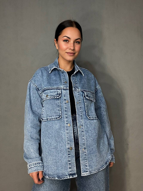 Сорочка жіноча Dicesil 2065 джинсова оверсайз з накладними кишенями блакитна, блакитний, S Київ - фото 12