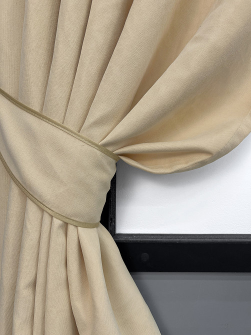Комплект коротких штор VR-Textil Микровелюр Petek № 1826ш Бежевый 140х170 см 2 шт (35-0435) Киев - изображение 4