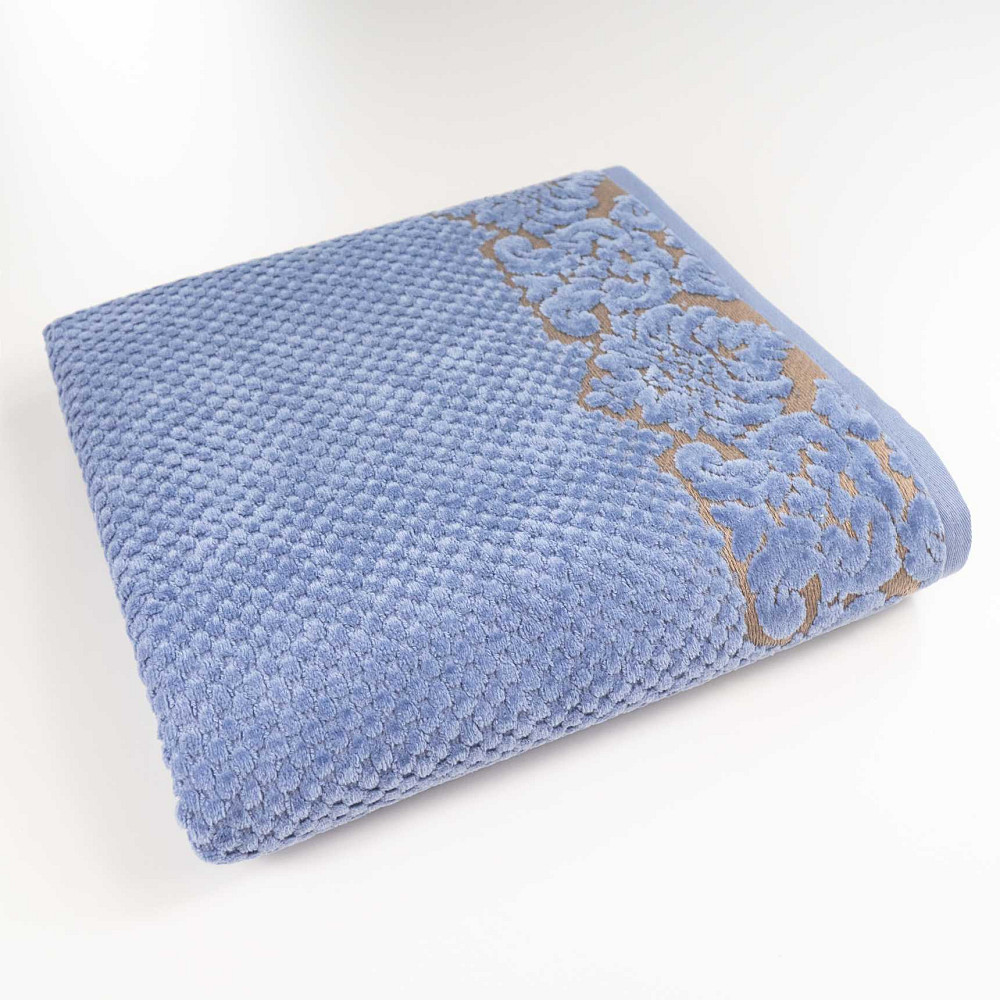 Банний махровий рушник 70x140см Damask Преміум якості Жакардовий з велюром 550г/м2 (Синій) Суми - фото 1