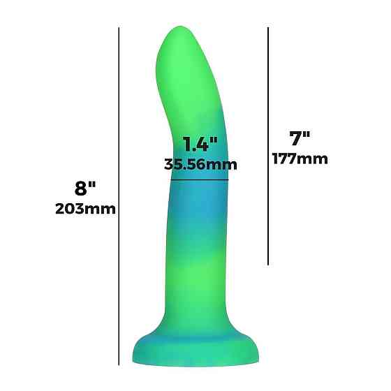 Светящийся в темноте фаллоимитатор ADDICTION Rave 8″ Glow in the Dark Dildo Blue Green, 20,3 см Sex Aura Киев