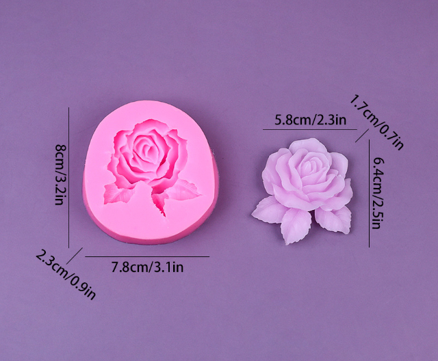 Молд силиконовый Роза 80 на 78 мм розовый Киев - изображение 2