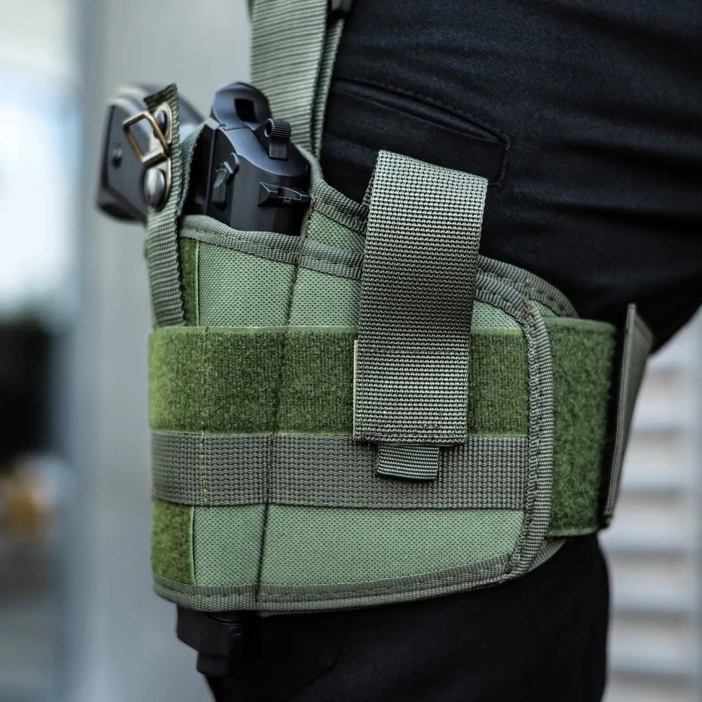 Кобура стегнова для пістолета хакі олива з поясним кріпленням універсальна Cordura Одеса - фото 10