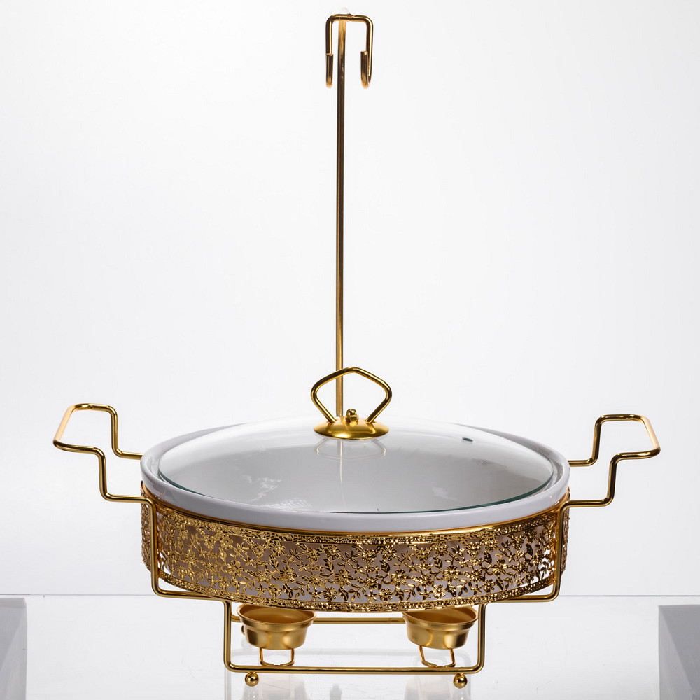 Мармит фарфоровый настольный овальный 2 л на подставке YL-75 SBR Киев - изображение 3