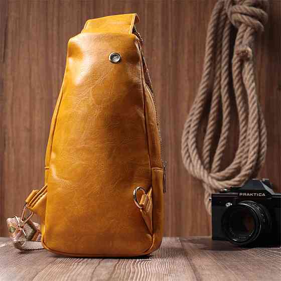 Яскрава жіноча слінг сумка через плече з екошкіри Vintage 22753 Жовтий Київ