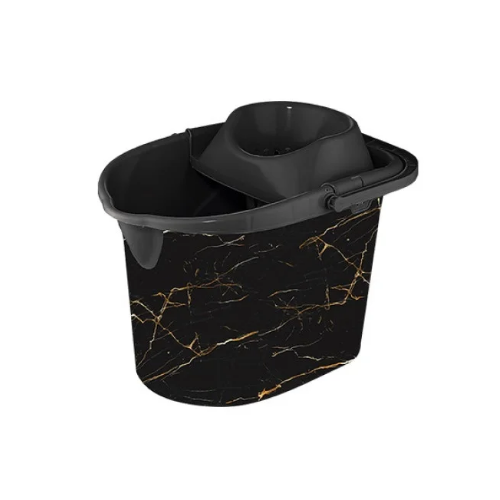 Відро для прибирання 14л з віджимом з малюнком чорний мармур Decor ELIF Житомир - фото 1