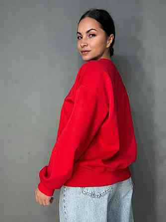 Свитшот женский A-N 30070-1 базовый оверсайз однотонный, красный, one size Киев