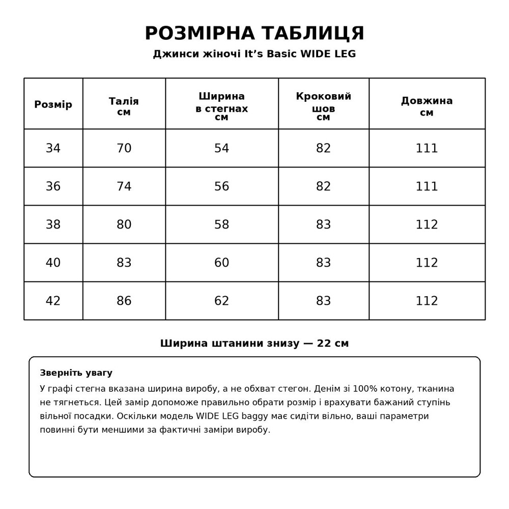 Джинси жіночі It’s Basic 2961-2W6-8 WIDE LEG baggy з регулюванням пояса сині, синій, 34, 34, 70 см, 97 см Київ - фото 8