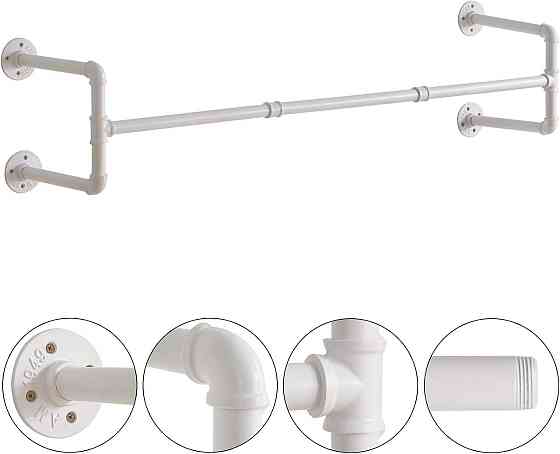 Вішалка настінна IBUYKE TYJ002W-2 біла трубна 127,7 см 4 полиці індустріальна металева для передпокою Київ