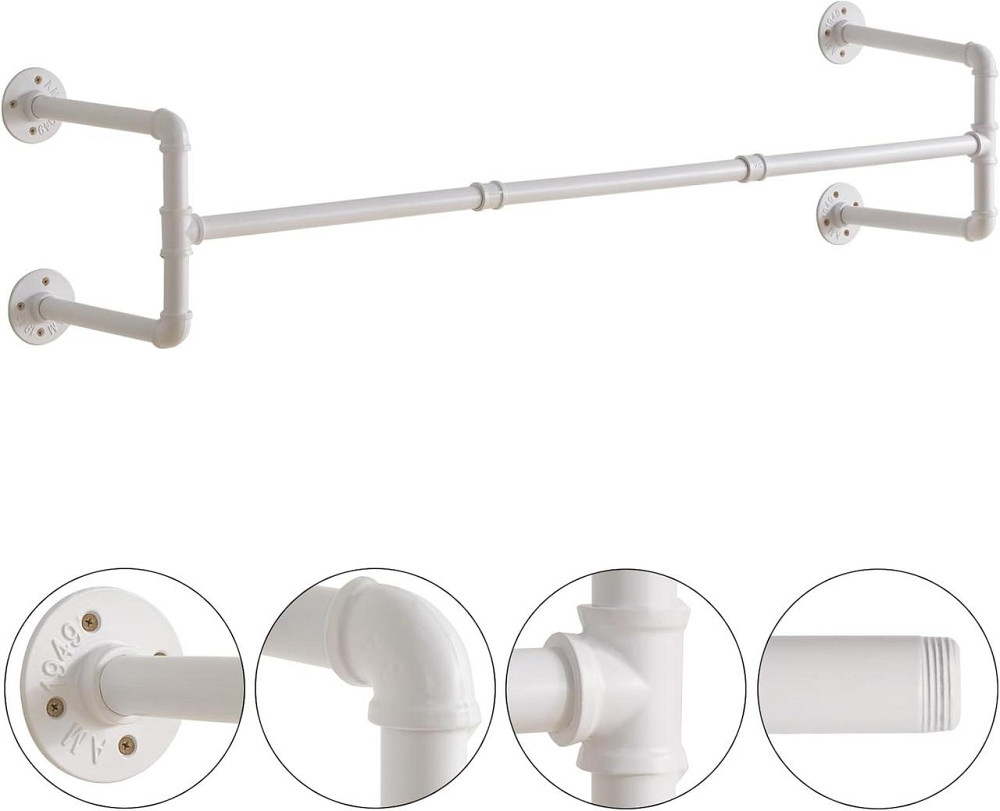 Вішалка настінна IBUYKE TYJ002W-2 біла трубна 127,7 см 4 полиці індустріальна металева для передпокою Київ - фото 4