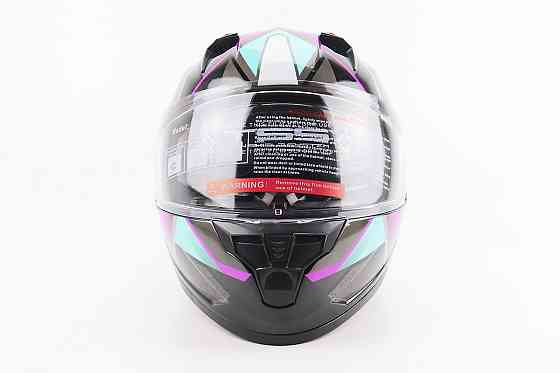 Шолом інтеграл, закритий (сертифікація DOT)+відкидні окуляри BLD-M67 М (57-58см), ЧОРНИЙ/ФІОЛЕТОВО-БІРЮЗОВИЙ Киев