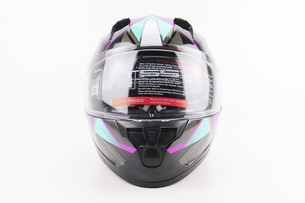 Шолом інтеграл, закритий (сертифікація DOT)+відкидні окуляри BLD-M67 М (57-58см), ЧОРНИЙ/ФІОЛЕТОВО-БІРЮЗОВИЙ Киев - изображение 4