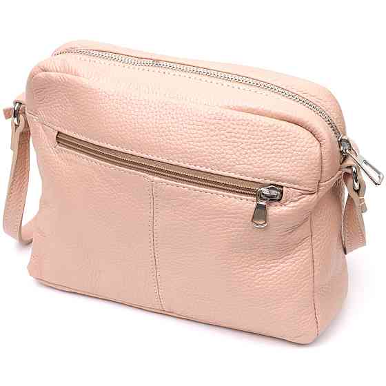 Красива сумка жіноча крос-боді з натуральної шкіри GRANDE PELLE 11694 Пудровий Київ