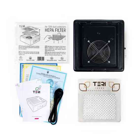 Настольная маникюрная вытяжка Teri Turbo M черная (решетка золотая) Киев