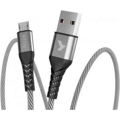 Дата кабель USB 2.0 AM to Micro 5P 1.0m Flex Gray Pixus (4897058531145) Вінниця