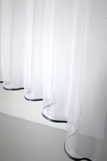 Кухонна тюль арка з ламбрекеном VR-Textil № 025к білий з сірим 280х170 см (52-0430) Київ - фото 5