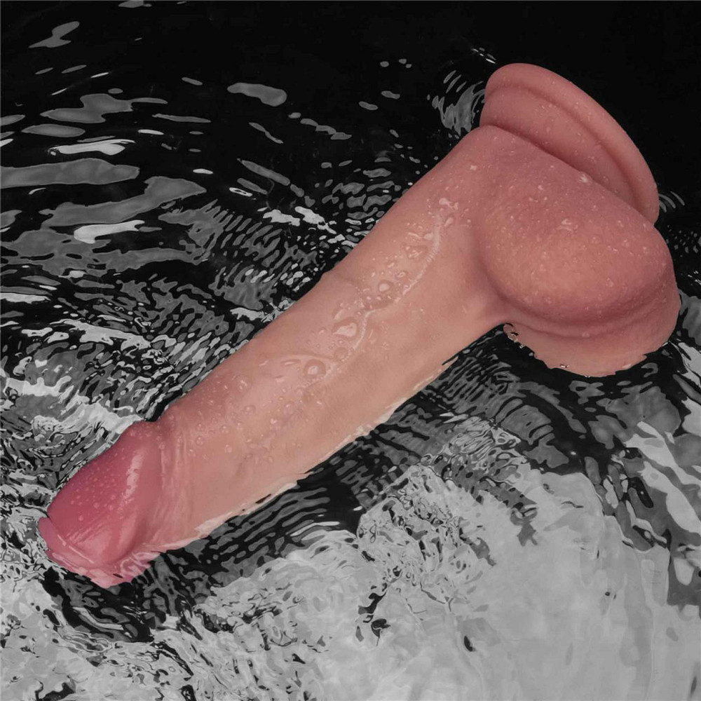 Реалістичний вібратор - Vibrating Sliding Skin Pro II Dual Layer Silicone Dong 8" Flesh Sex Aura Київ - фото 9
