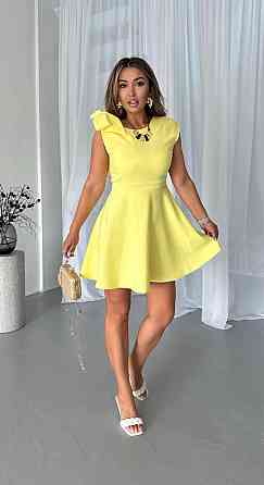 Женское романтичное вечернее мини платье креп костюмка Лимонный, 46/48 Одесса