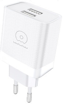 Мережевий зарядний пристрій WUW-C222 2.4A Charger 2 USB A white Одеса - фото 1