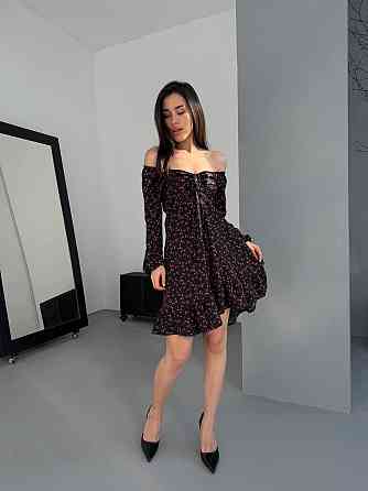 Жіноча святкова принтована сукня з софту Одеса