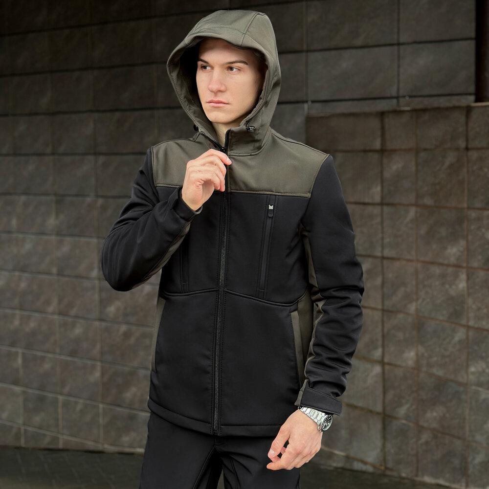 Софтшелл куртка мужская 3XL черный с хаки Pobedov Setup Киев - изображение 1