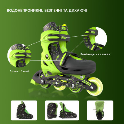 Роликовые коньки Neon Inline Green розмір 30-33 (NT07G4) Винница - изображение 11