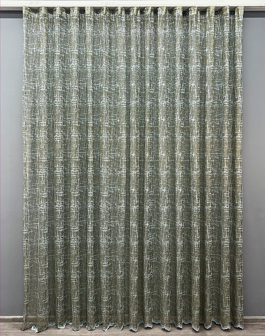 Тюль жакард колір хакі з блакитним 1972т Київ - фото 7