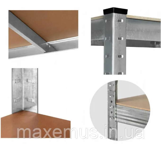 Стелаж металевий поличковий 180х90х40 Металевий стелаж у підвал оцинкований з полицею МДФ Мостиська - фото 20