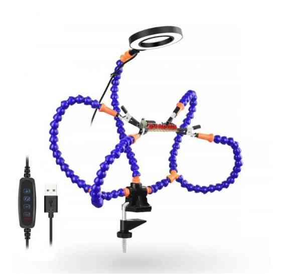 Тримач плат для паяння, третя рука, 5 гнучких валів, з лупою та LED Вінниця