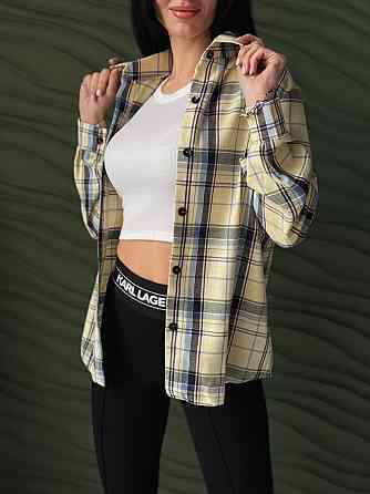 Женская рубашка в клетку оверсайз 