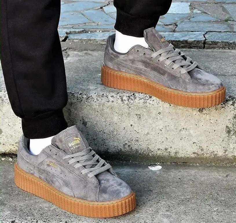 Мужские Кроссовки Puma Слипоны Серые Мокасины Пума Замшевые (размеры: 41,42,43,44) Днепр - изображение 1