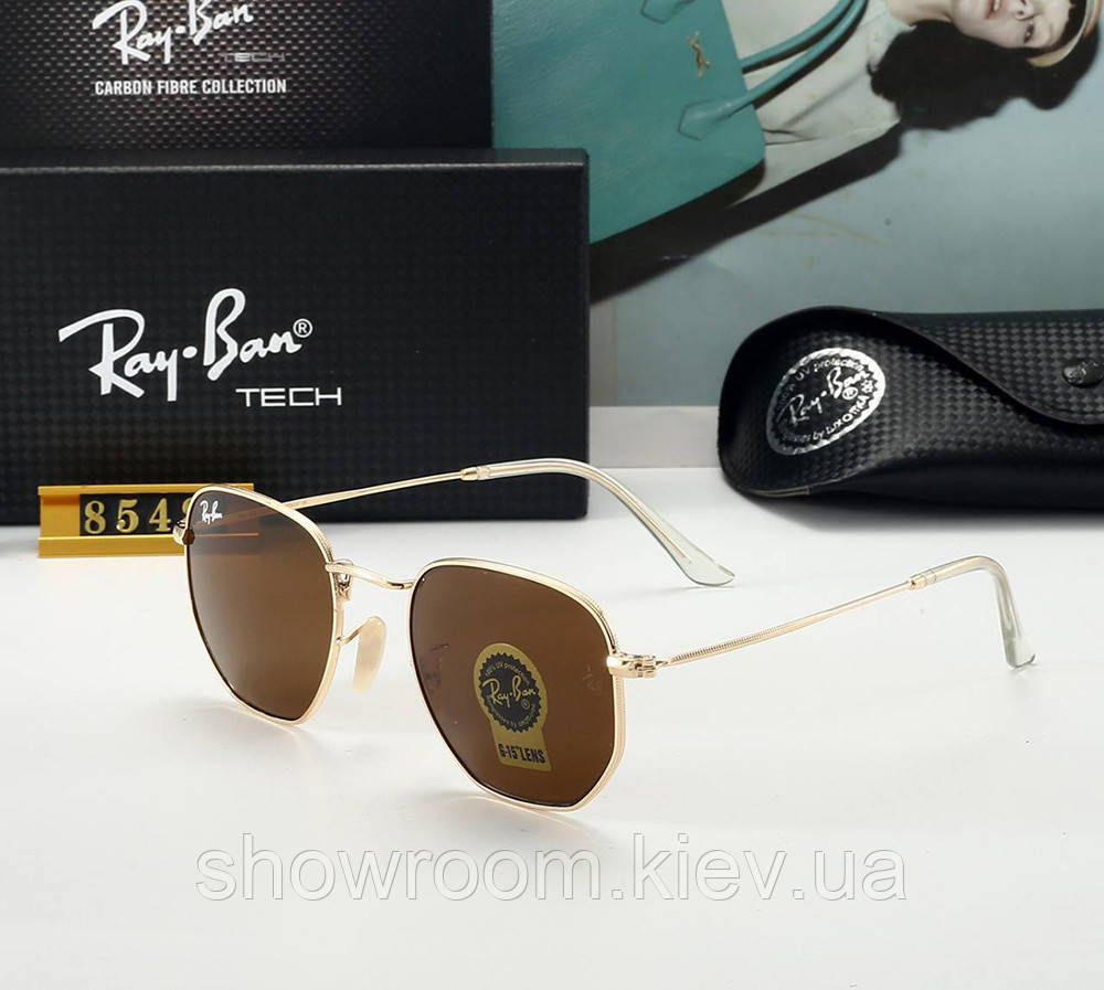 Жіночі прямокутні сонцезахисні окуляри Ray ban 3548 коричневі Київ - фото 1