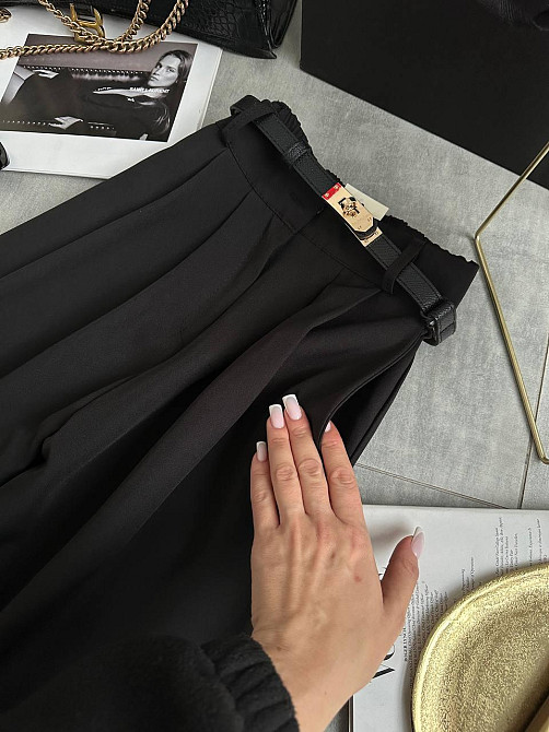 Женские универсальные базовые брюки палаццо костюмка Черный, 46/48 Одесса - изображение 2