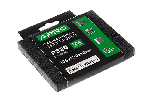 Губка шлифовальная двухсторонняя Р320 125х100х12мм APRO Ровно - изображение 1