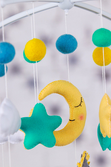 Детский музыкальный мобиль на кроватку для младенцев WooolyWool «Единорог» с 35 мелодиями (М016) Киев - изображение 8