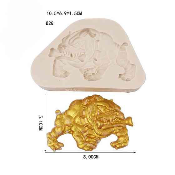 Силикновая форма собака Бульдог 105 на 69 мм серый Киев