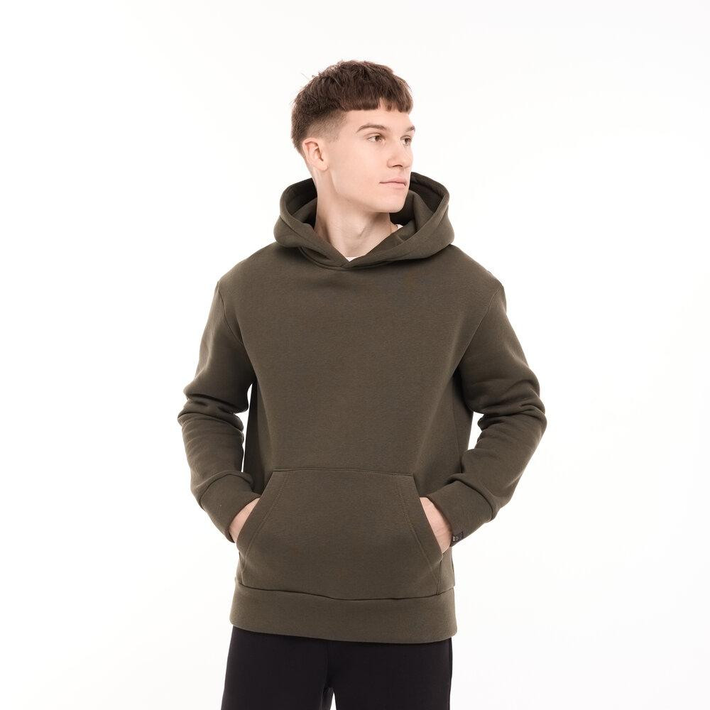 Тепле чоловіче худі на флісі з капюшоном хакі Pobedov 008 ЗИМА Київ - фото 9